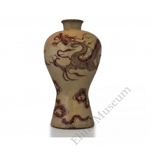 1398 A Yuan underglaze red Yuhuchun vase